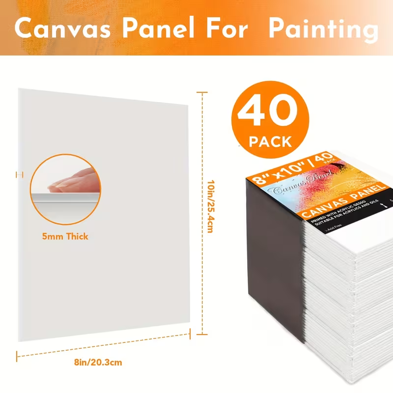 8x10 Canvas Boards for Painting – 40-Pack | Art & Craft Painting Panels for Kids, Students, Homeschool & Classroom