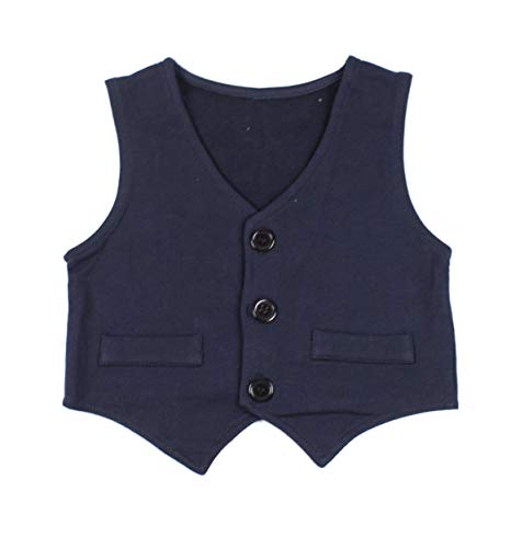 stylesilove Infant Toddler Baby Boys Blue Romper, Pants, Vest and Hat 4-Piece Gentlemen Formal Wear Clothing Set