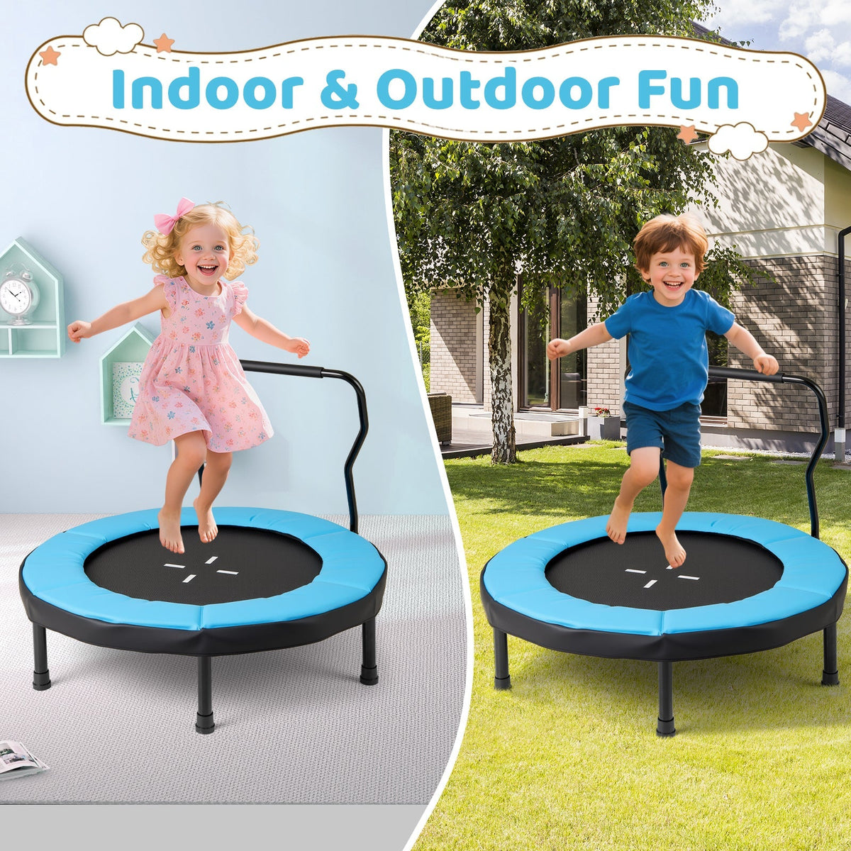 40 Inch Trampoline for Kids Indoor Outdoor Fitness Trampoline