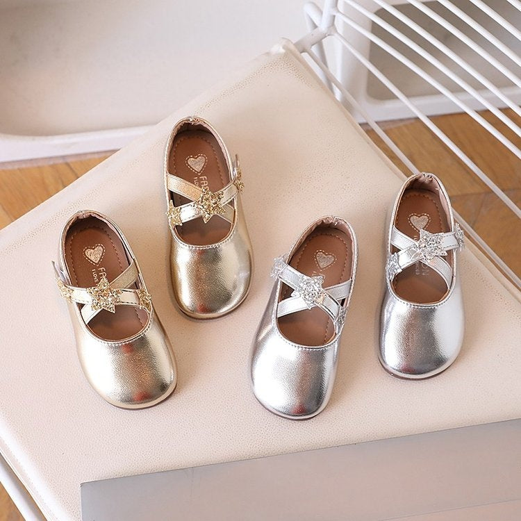 Girls' Hook-and-Loop Synthetic-Leather Dress Shoes