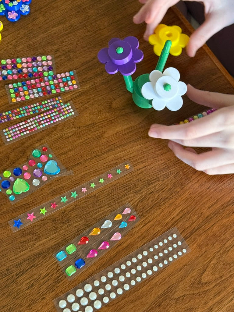 Gem Blossoms | DIY Mini Brick Flower Bouquet Kit with Gem Stickers