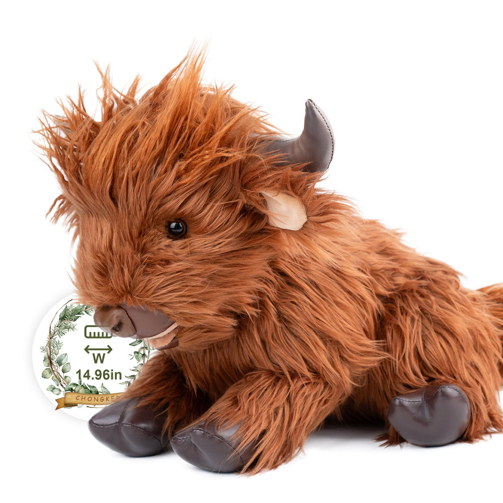 17.7 Inches Highland Cow Plush Handmade Collectable– Weighted Toy for Kids & Adults