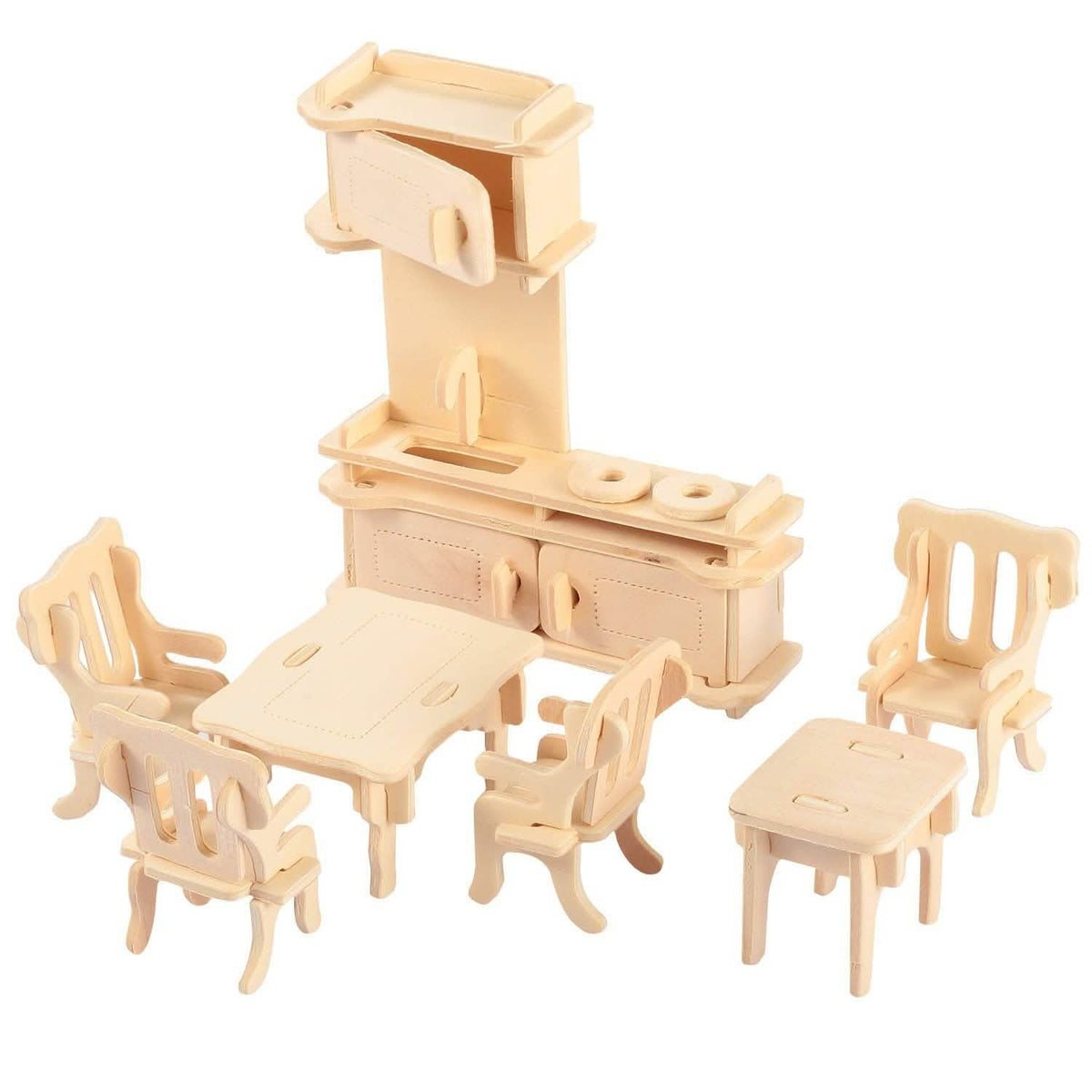 3D Wooden Dollhouse Furniture Puzzles
