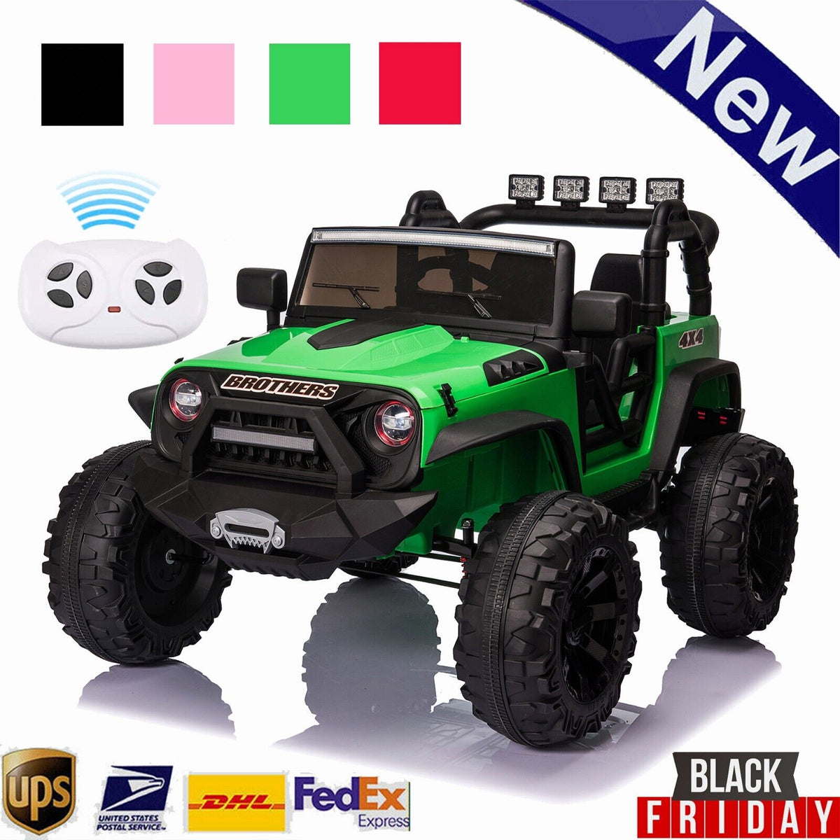 400W Electric Kids Ride On Jeep Truck with Remote Control - Perfect Xmas Gift for Outdoor Fun