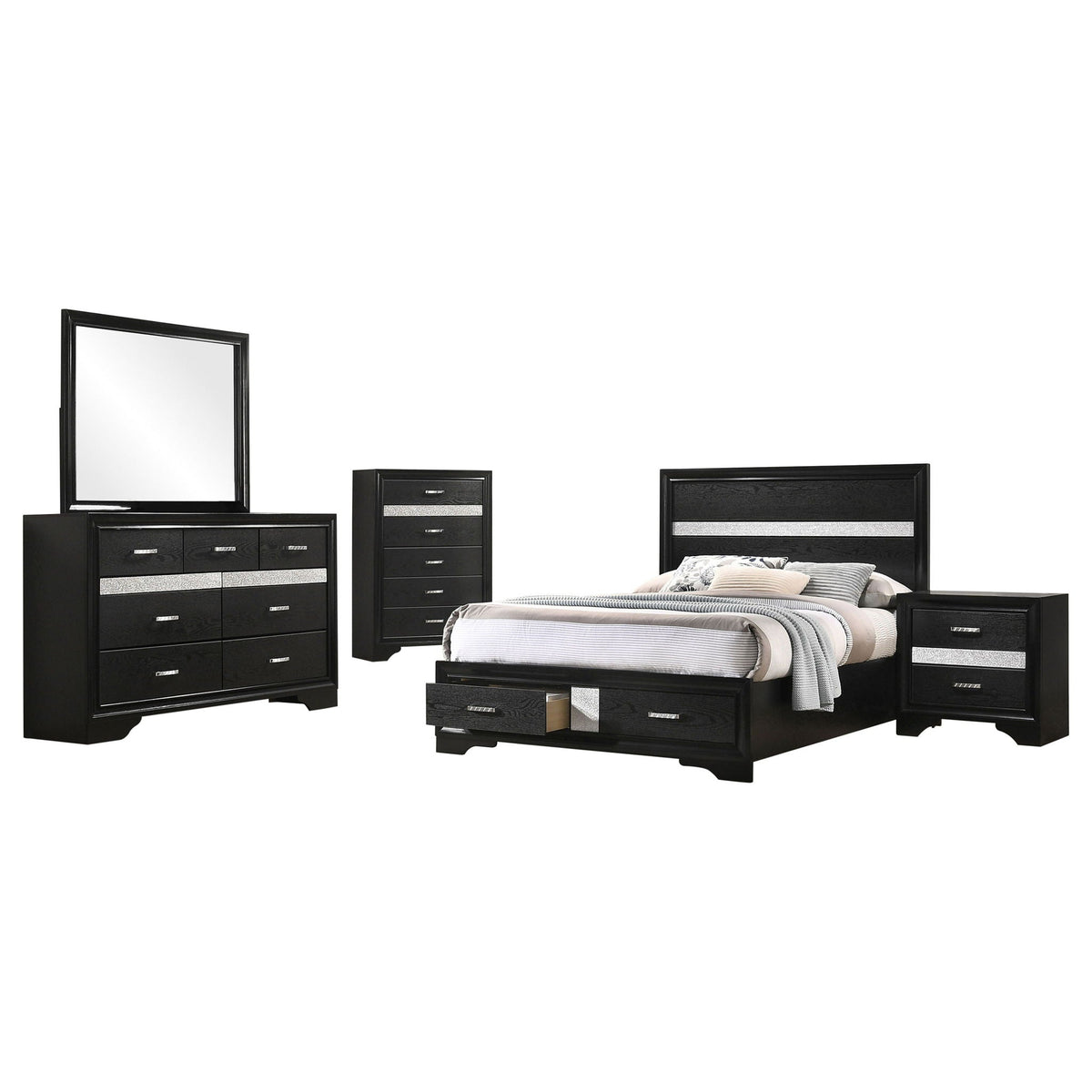 Miranda 5-piece Full Bedroom Set Black