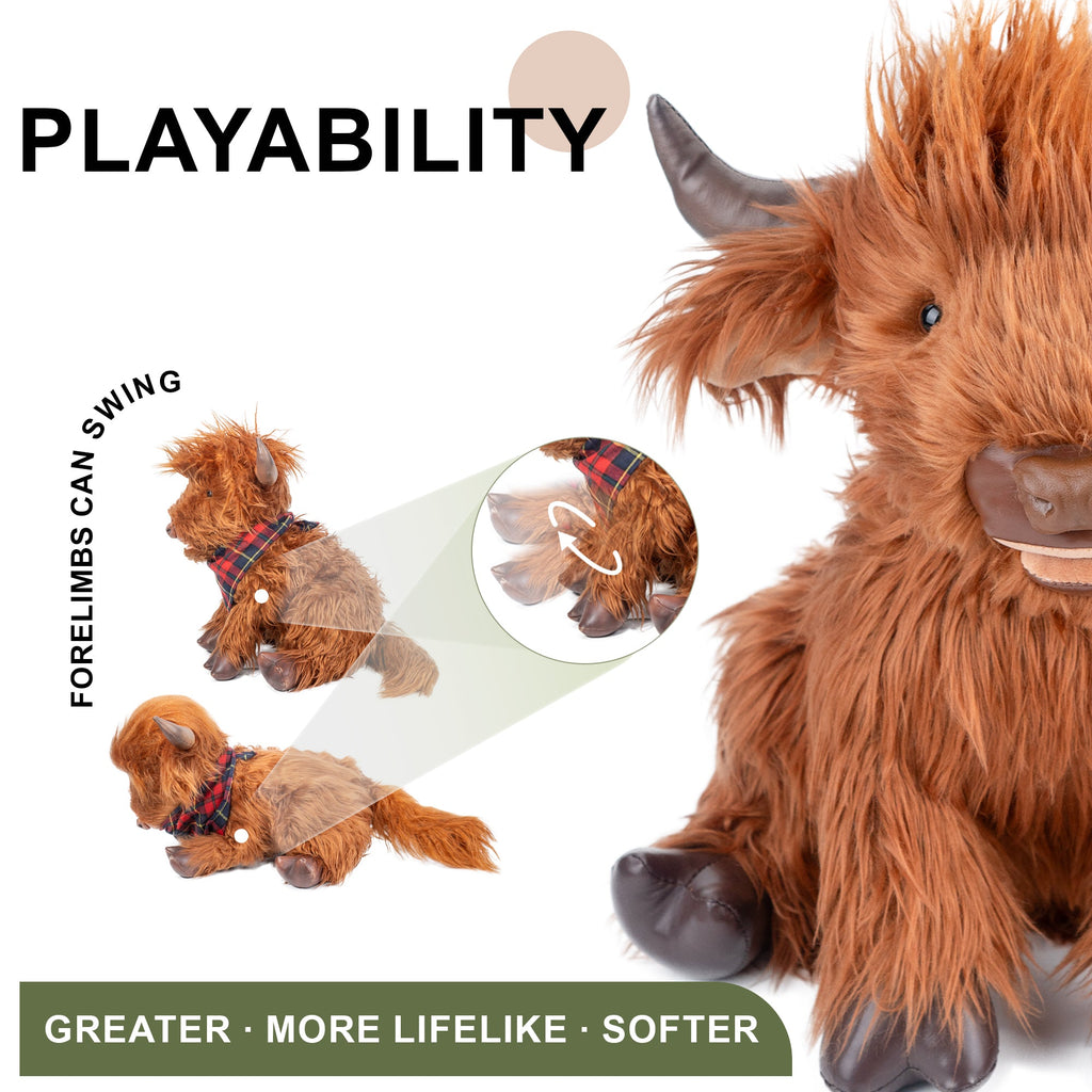 17.7 Inches Highland Cow Plush Handmade Collectable– Weighted Toy for Kids & Adults