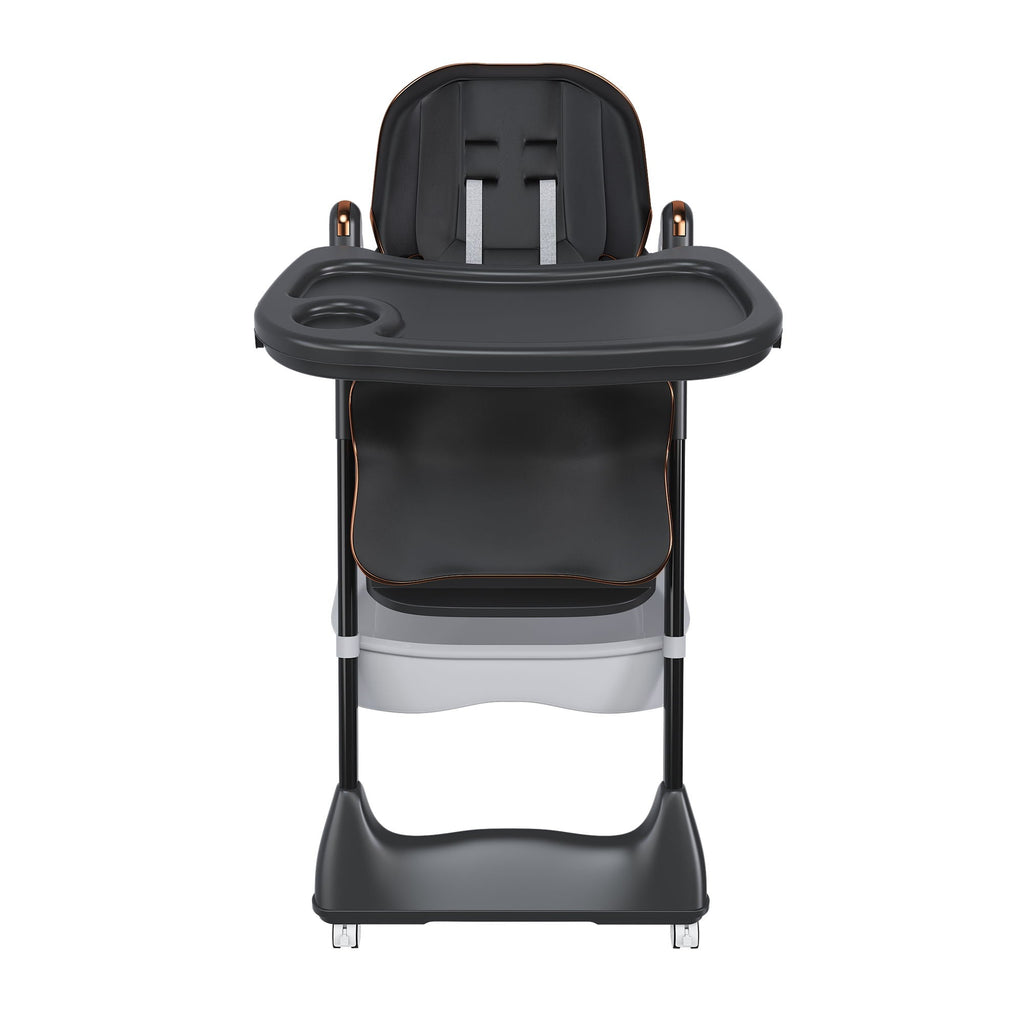 Adjustable Baby High Chair 0-6 Years, Portable Infant Feeding Seat With Safety Belt, Silent Lockable Wheels