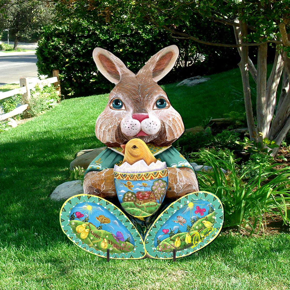 Easter Bunny Outdoor Scene  by G. DeBrekht - Easter Spring Decor - 8144502F