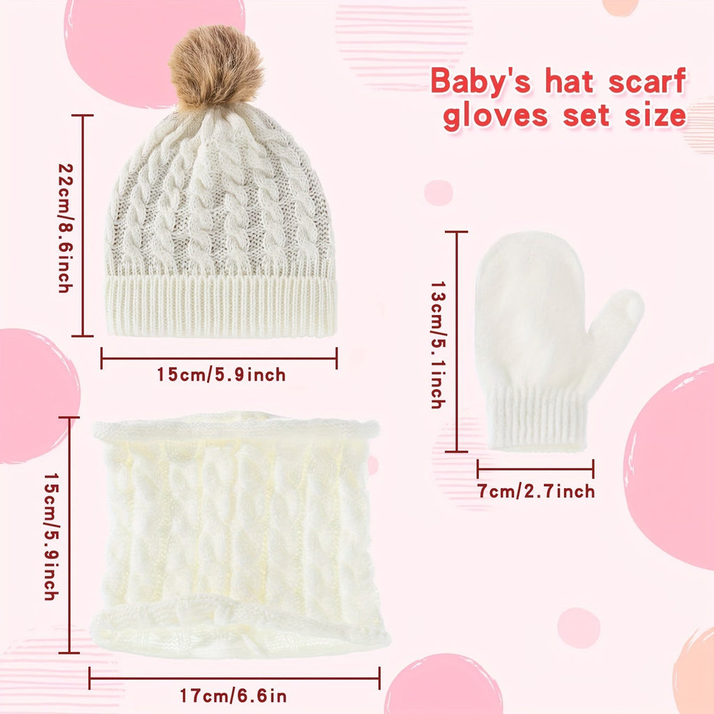 Youngsters' 3-Piece Winter Set – Cozy Knit Hat, Scarf & Gloves – Breathable & Stretch Fit for Boys & Girls – Perfect for Christmas