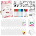 58 PCS DIY Baby Bibs Decorating Kit | Baby Shower Games | Includes 25 White Bibs & 20 Stencils & 12 Fabric Markers | 1 Baby Shower Game Sign | Baby Shower Game Gifts for Boys & Girls Gender Reveal Party (Red) - # BAAA21110037