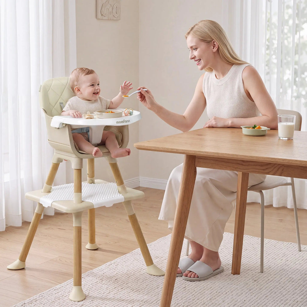 Momfann Baby High Chair with 5-Point Harness