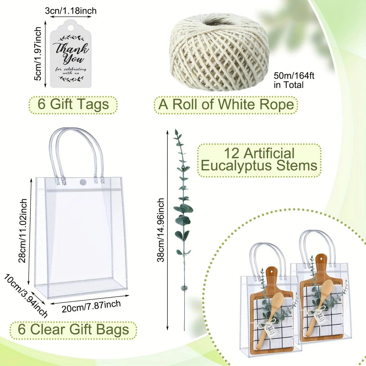 6 Sets Baby Shower Prizes for Game Player Baby Shower Winners Guest Gifts Bamboo Cheese Board Bamboo Spoon Plaid Towel Artificial Eucalyptus Stems Tags Bags for Wedding Bridal Favors (Square) for Halloween, Christmas Event &