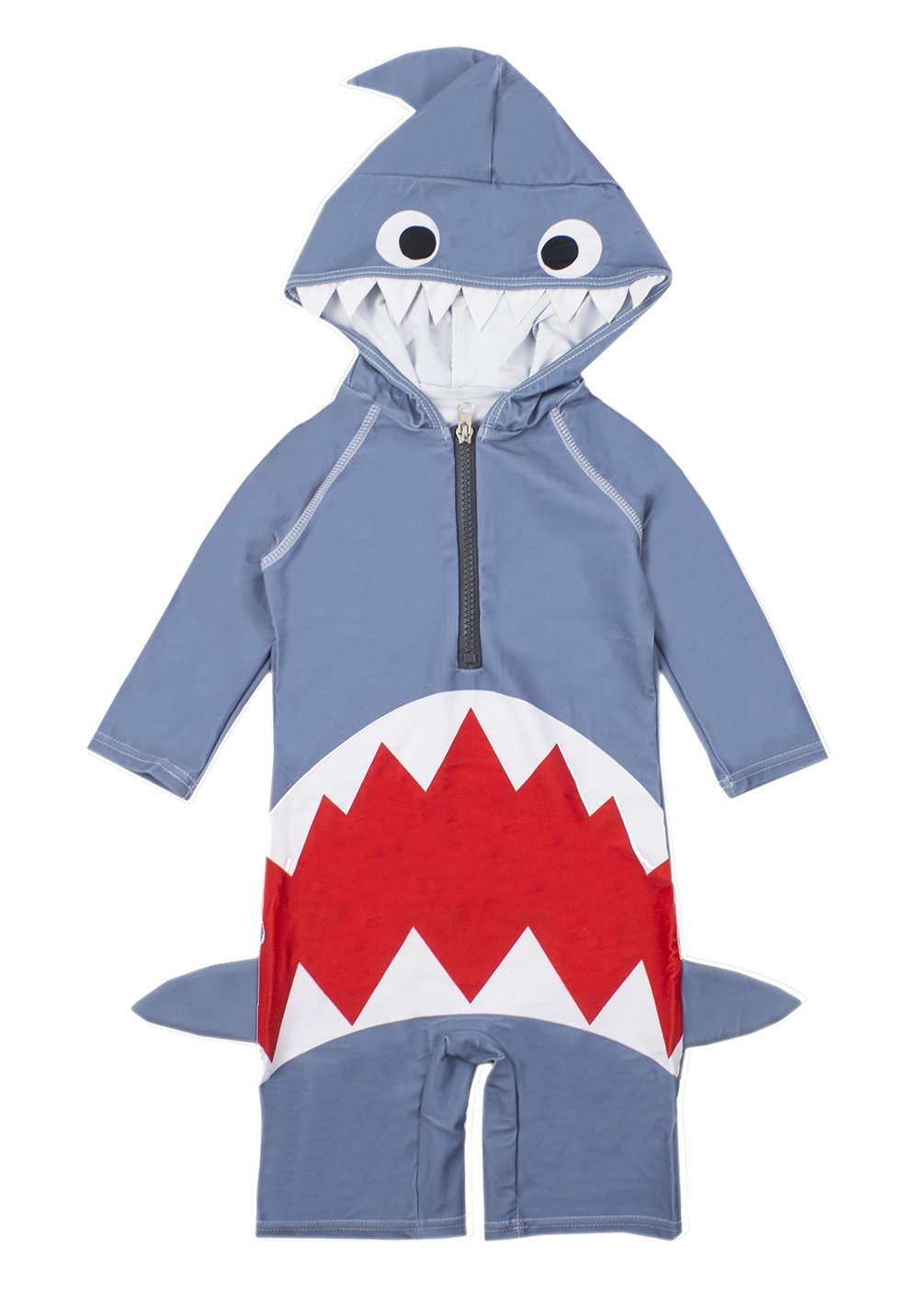 stylesilove Little Boy Shark Costume One-Piece Swimsuit Grey Rash Guard Beachwear Bathing Suit