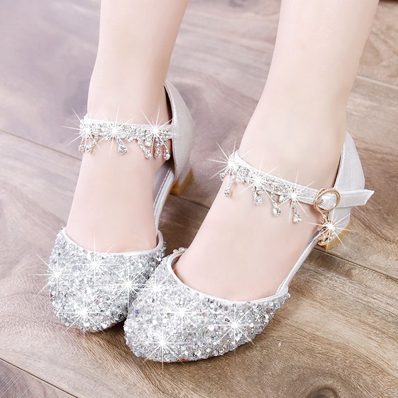 Girls' Sparkling Dress Shoes in Pink and Silver