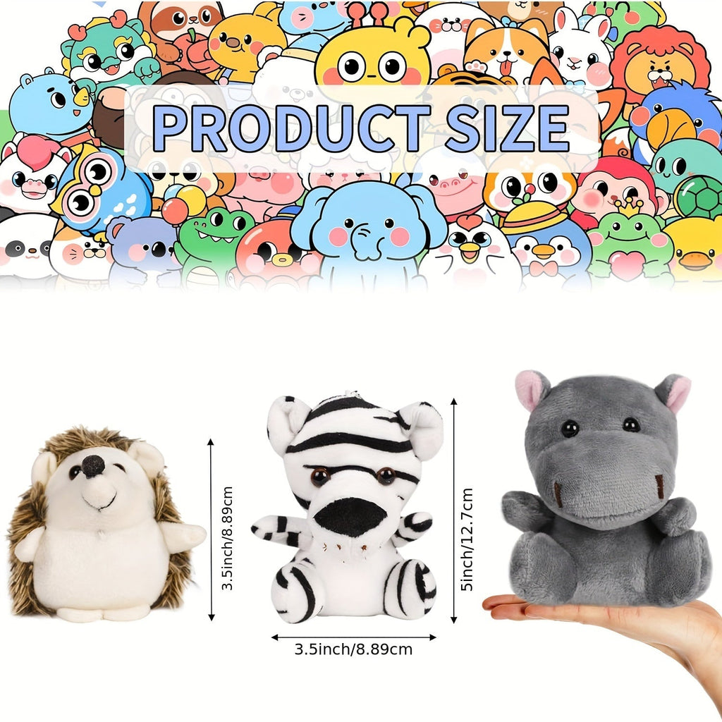 12-Pack Mini Forest Animal Plush Toys — 4.5 in (11 cm) Stuffed Animals, Bulk Party Favors & Gifts, Mixed Colors