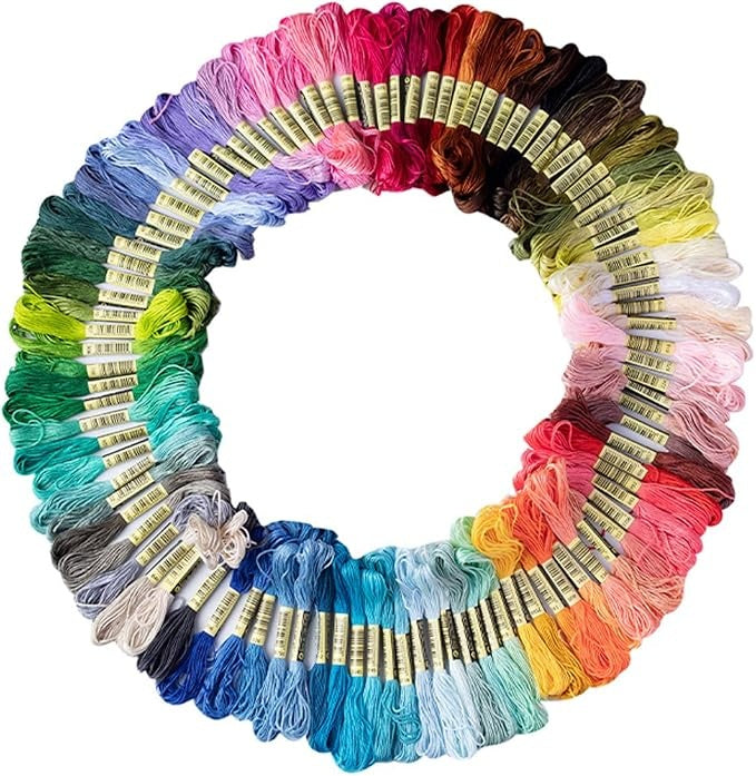 50-Color Rainbow Embroidery Floss Set – Cotton Thread for Cross Stitch, Friendship Bracelets & Fiber Arts Crafts