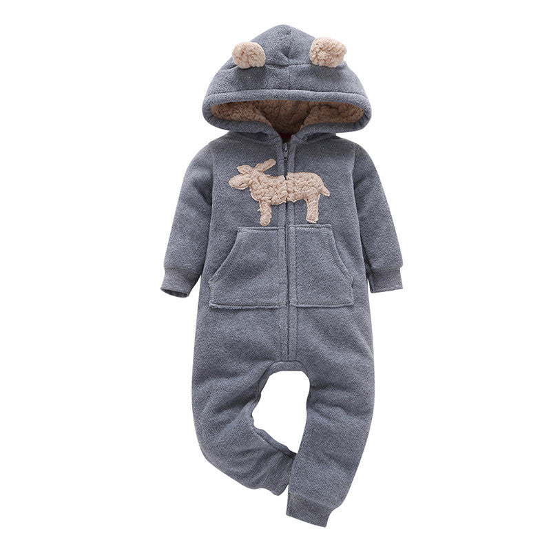 Modern High Quality Newborn Infant Baby Clothes Fleece Jumpsuit Boys Romper Hooded Jumpsuit Bear For Kids