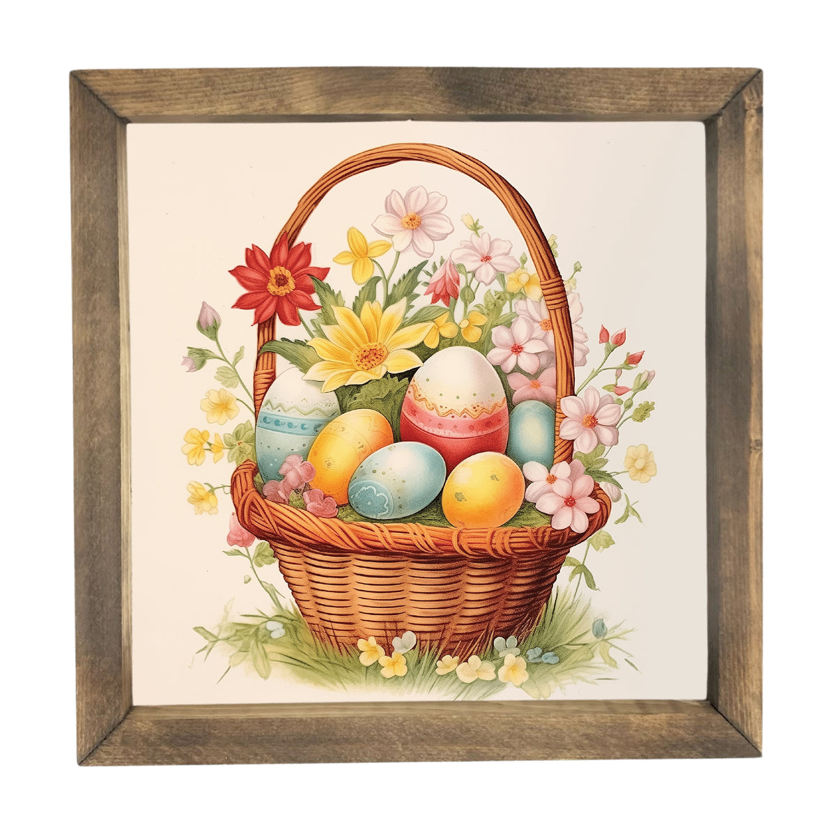 Floral Easter Basket Framed Art
