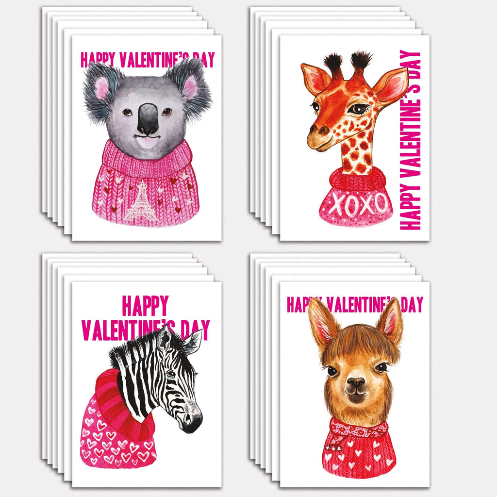 Valentine's Day Animal Cards, Set of 24