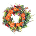 17.71IN Autumn Thanksgiving Wreath with Pumpkin Mixed Leaves Berries Flowers Fall Decoration for Indoor Outdoor Window Wall Front Door