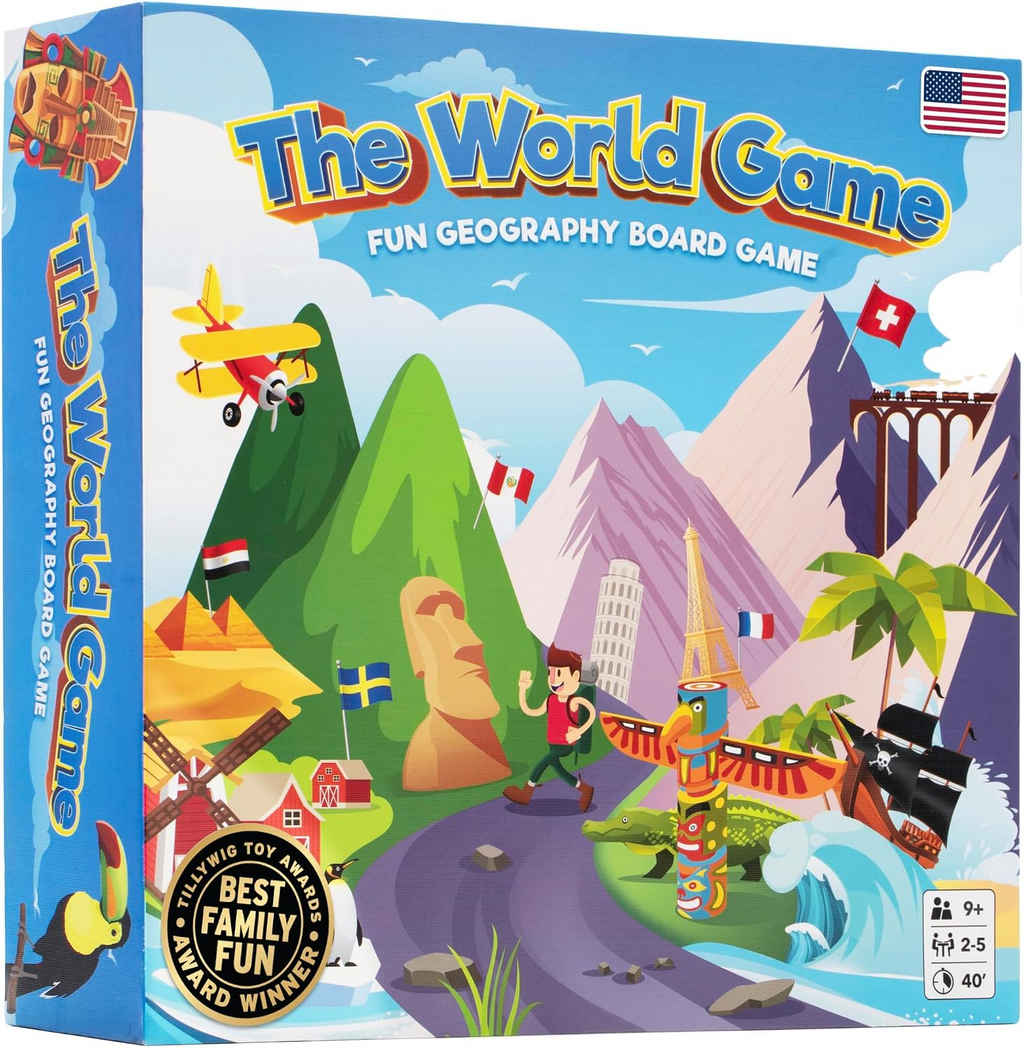 The World Game Race Around the World Geography Educational Board Game – 194 Countries, Flags, Capitals & World Cultures Learning Game