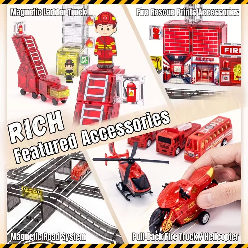 141-Piece Magnetic Fire Rescue Building Set – STEM Engineering & Emergency Services Learning Kit