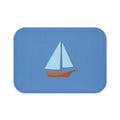 Nautical Vintage Sailboat Bath Mat, FRENCH BLUE — Soft Coastal Bathroom Rug