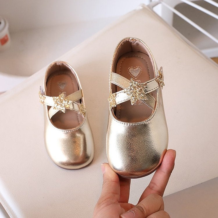 Girls' Hook-and-Loop Synthetic-Leather Dress Shoes