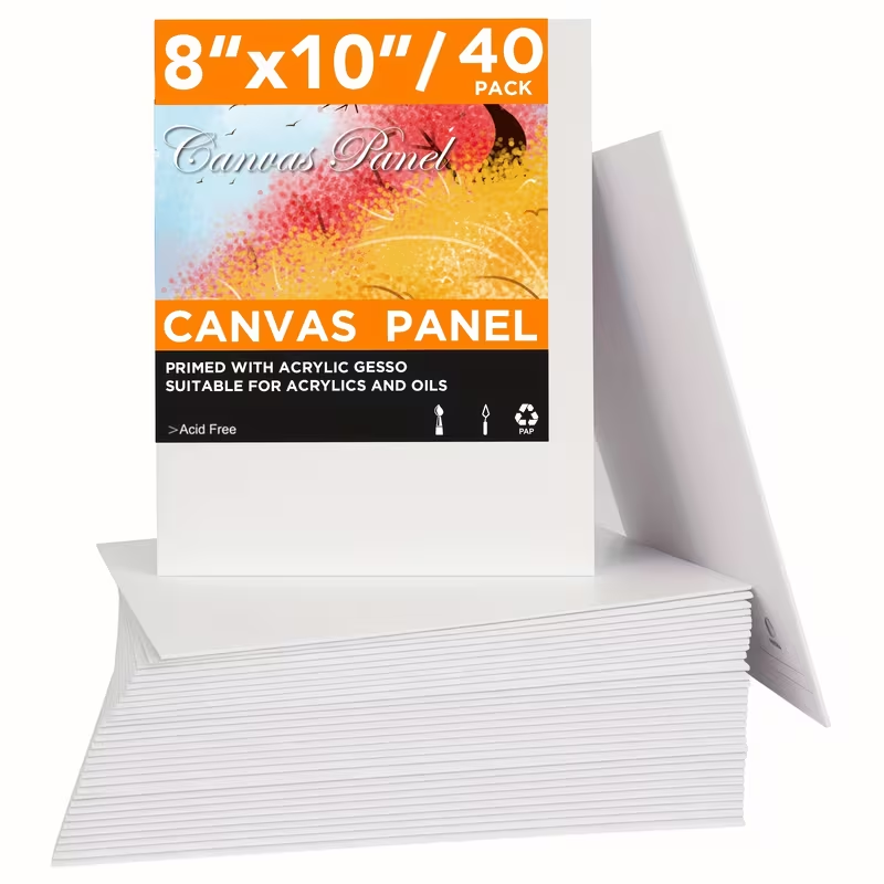 8x10 Canvas Boards for Painting – 40-Pack | Art & Craft Painting Panels for Kids, Students, Homeschool & Classroom