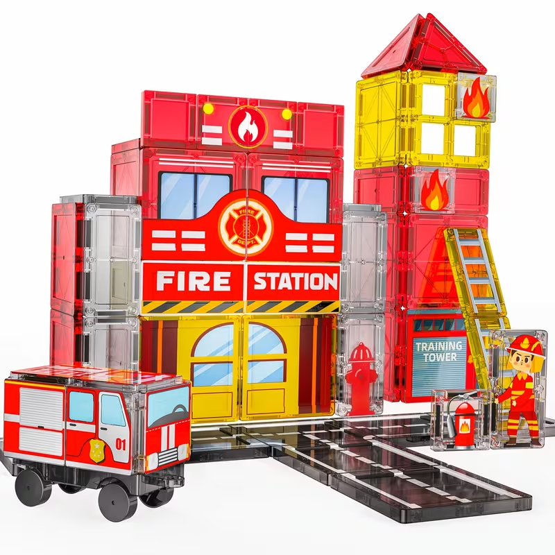 Fire Station Magnetic Building Set – STEM Engineering & Construction Learning Kit