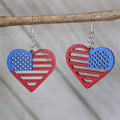 American Flag Heart Wooden Earrings | USA Patriotic Jewelry