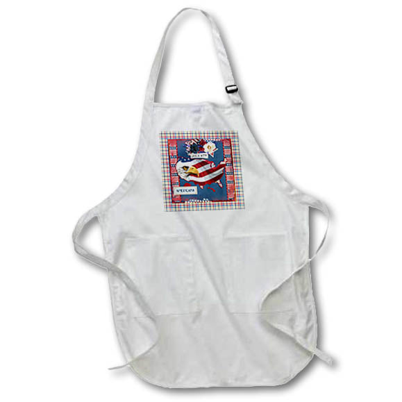 Apron - Image of 4th of July, Americana, Eagle, Flag, United States, Red, Blue Independence Day Design