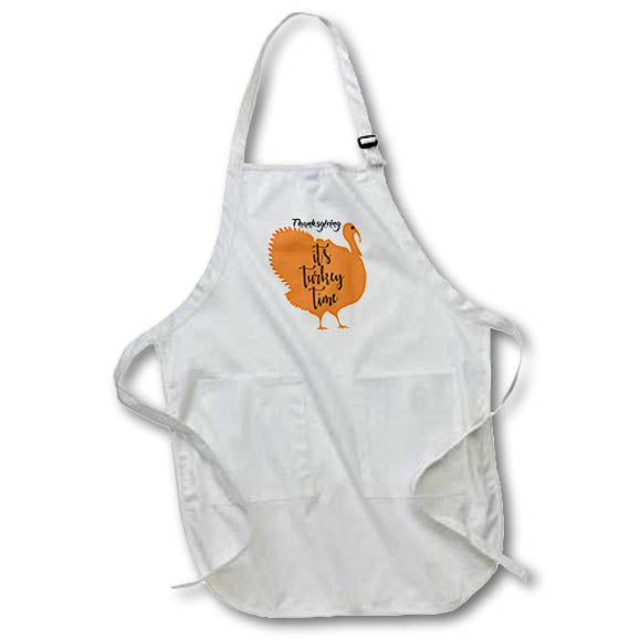 Apron - Thanksgiving Its Turkey Time Turkey Silhouette Autumn and Thanksgiving