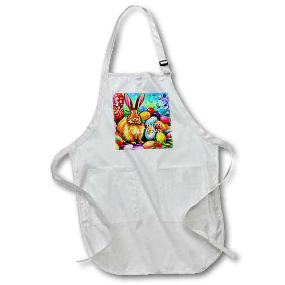 Apron - Happy Easter, bunny, painted eggs, flowers funny, elegant spring gift Alexis Design - Holidays Easter