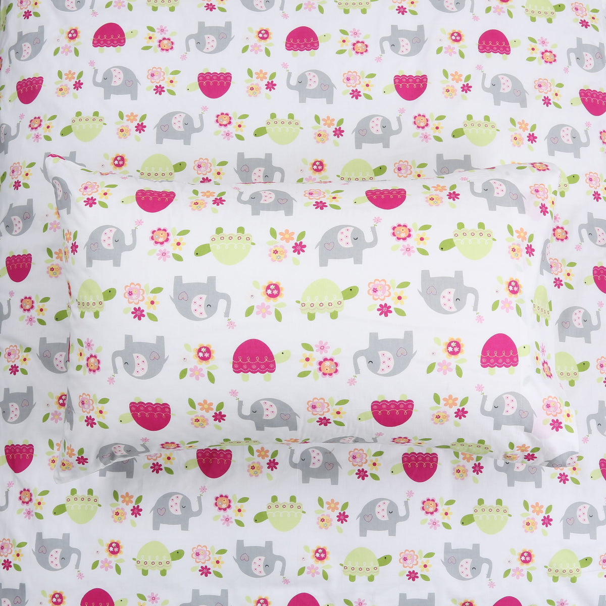 3-Piece Crib/Toddler Cotton Sheet Set White Pink Grey Sweet Floral Friends Baby Elephant Turtle