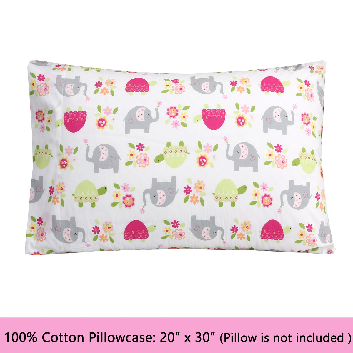 3-Piece Crib/Toddler Cotton Sheet Set White Pink Grey Sweet Floral Friends Baby Elephant Turtle