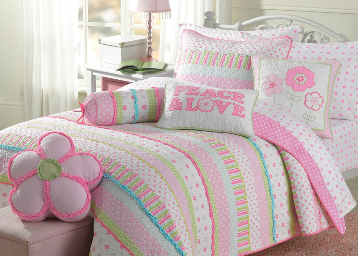 Greta Floral Stripe Pink Round Ruffle Bolster Decor Throw Pillow