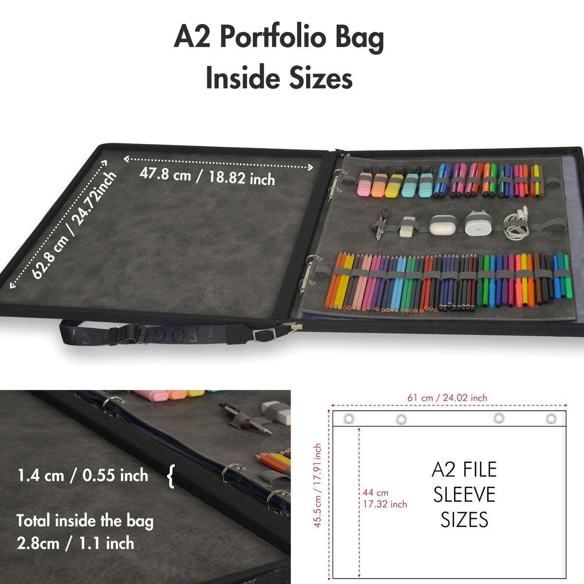 Leather Binder Leather Portfolio Gifts For Painters - Portfolio Binder- Art Supplies Organizer