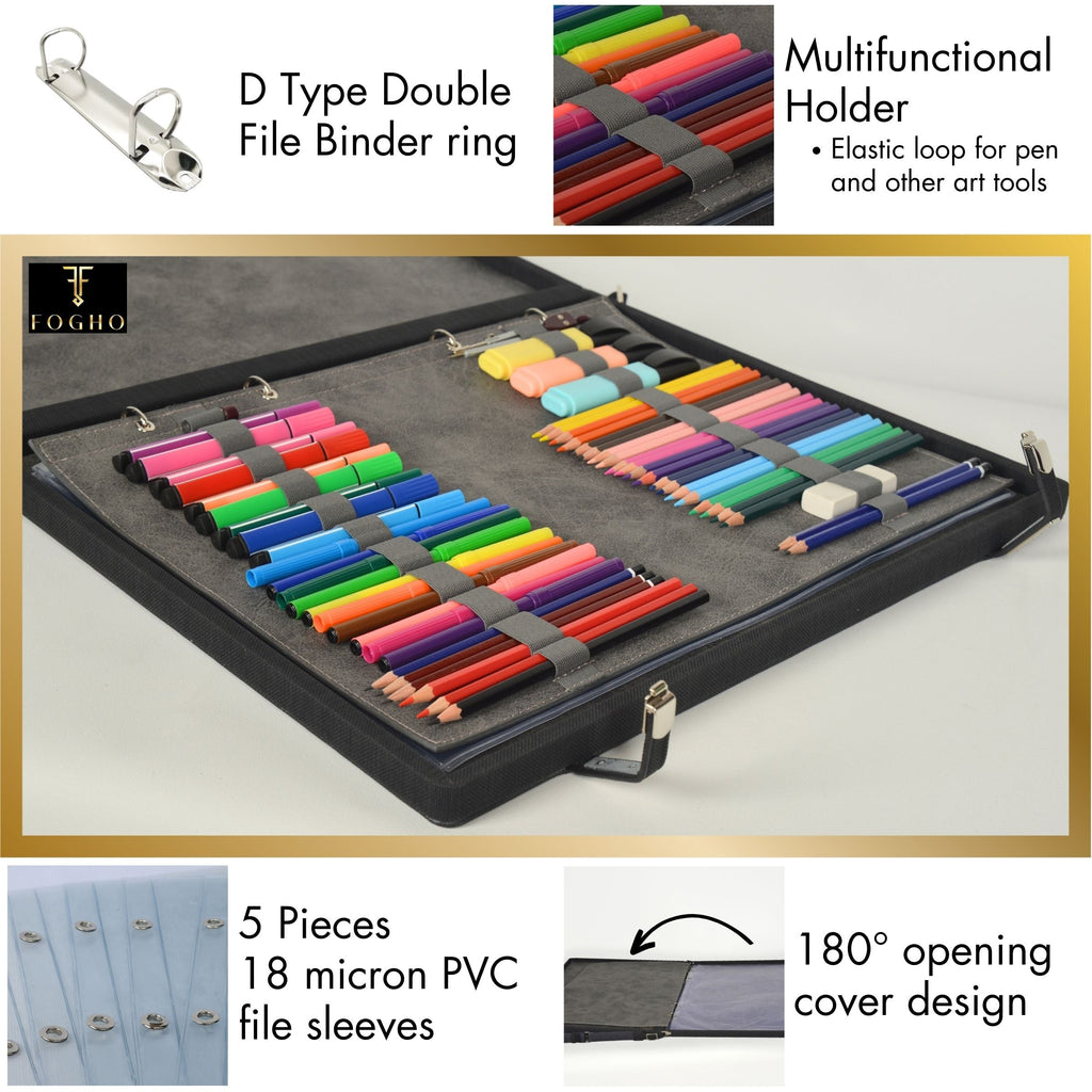 Leather Binder Leather Portfolio Gifts For Painters - Portfolio Binder- Art Supplies Organizer
