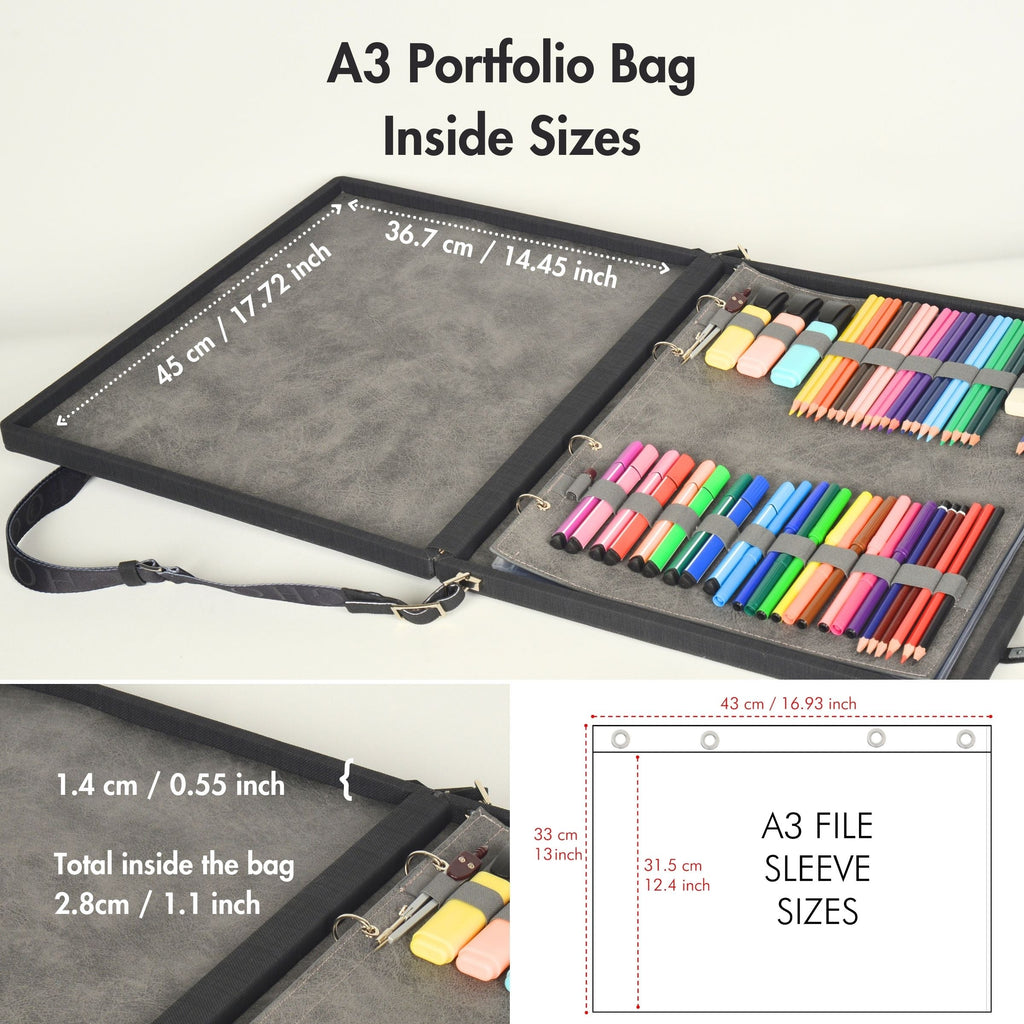Leather Binder Leather Portfolio Gifts For Painters - Portfolio Binder- Art Supplies Organizer
