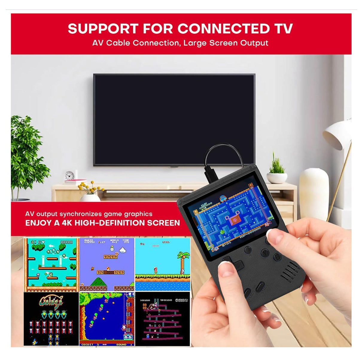 2 Pack Handheld Games for Kids Console 400 Retro Video Games, Portable Gaming Player Mini Arcade Electronic Toy Gifts for Boys Girls 2 Pack [Blue]