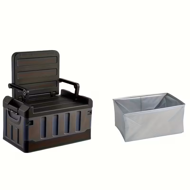 Foldable Camping Stool with Backrest & Storage Bag Portable Fishing Seat Outdoor Chair