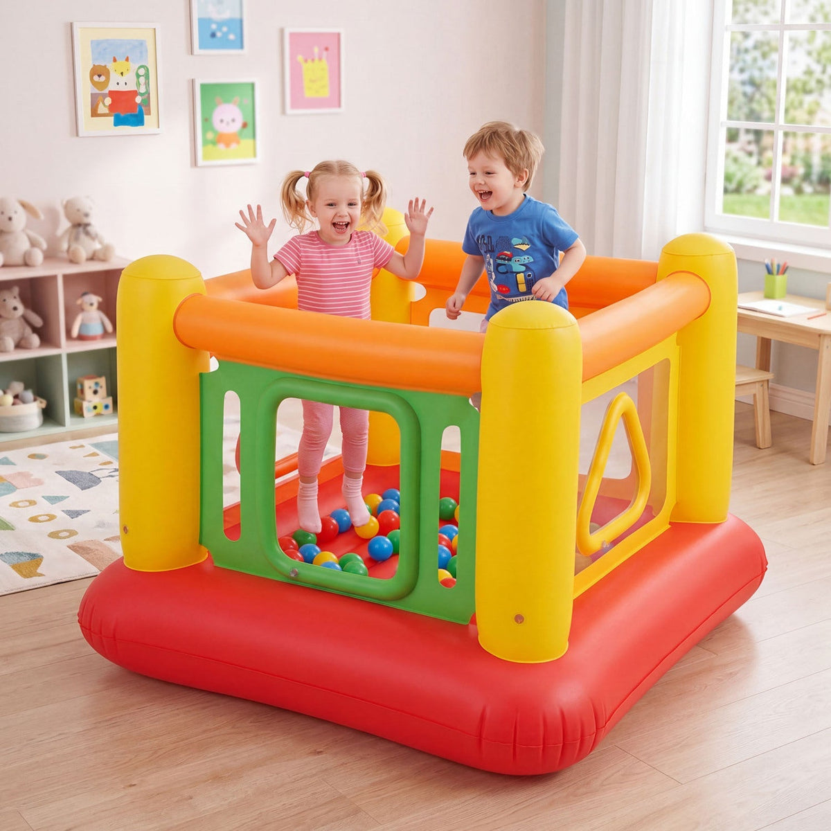 Inflatable Bounce House for Kids with Transparent Side Walls