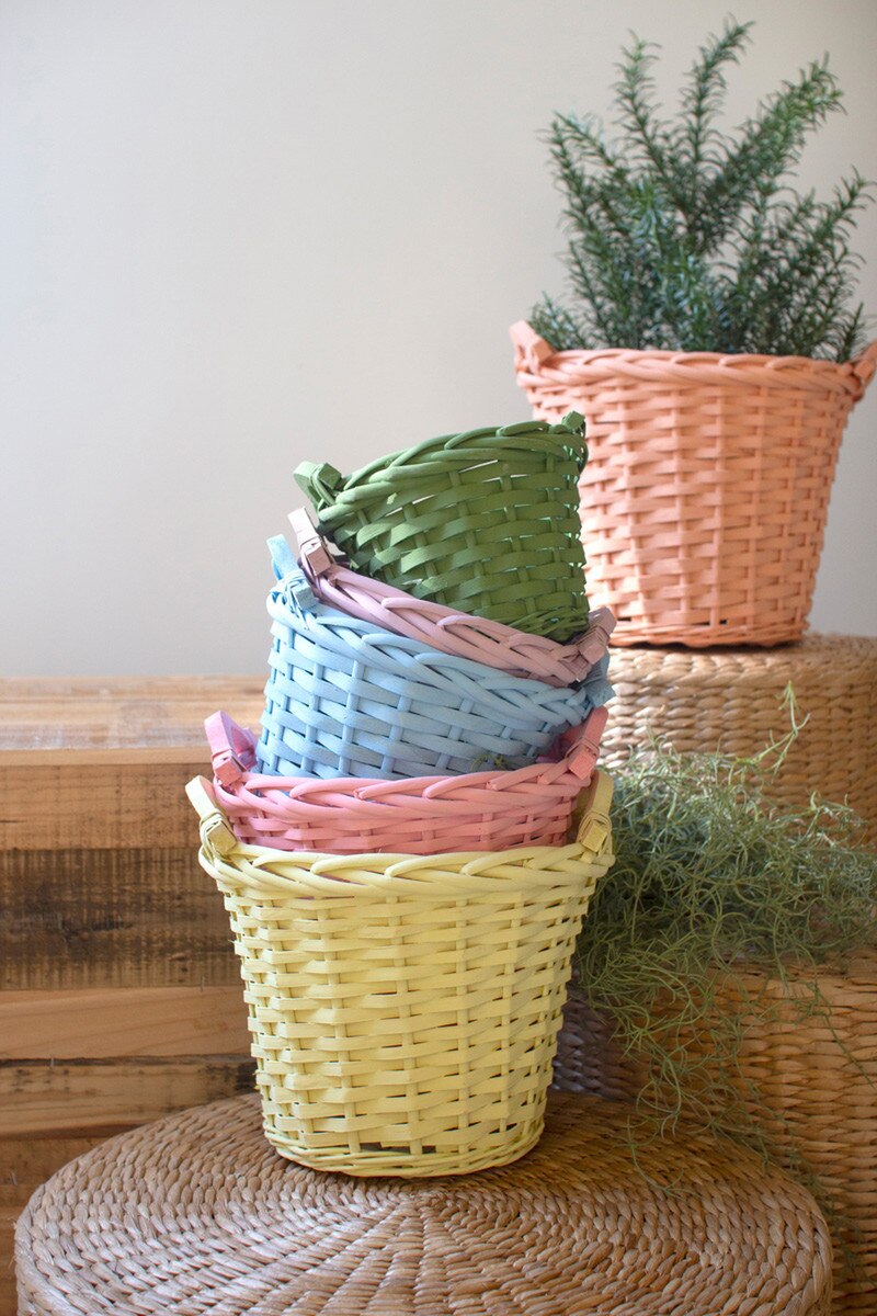 Pastel Easter Willow Basket with Handles