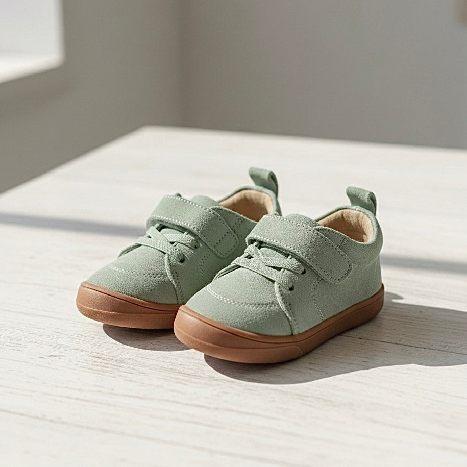 Moss Green Kids' Hook-and-Loop Sneakers