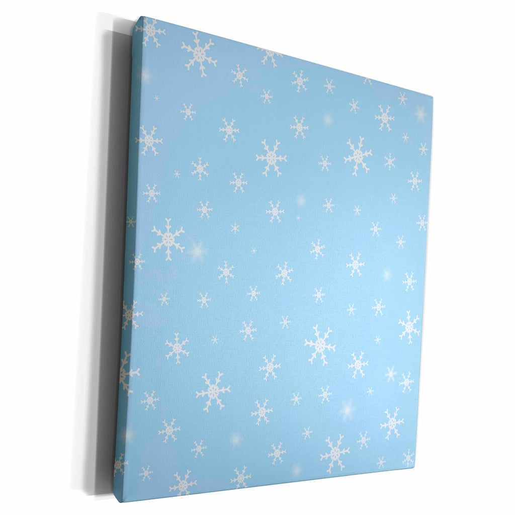 3dRose PS Christmas - White and Blue Snowflakes Christmas winter weather art - Museum Grade Canvas Wrap (cw_130617)