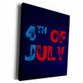 3dRose Fourth 4th of July colorful text, blue background - Museum Grade Canvas Wrap (cw_285914)