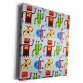 3dRose Florene Childrens Art - Red Green Blue Robots On White - Museum Grade Canvas Wrap (cw_35303)