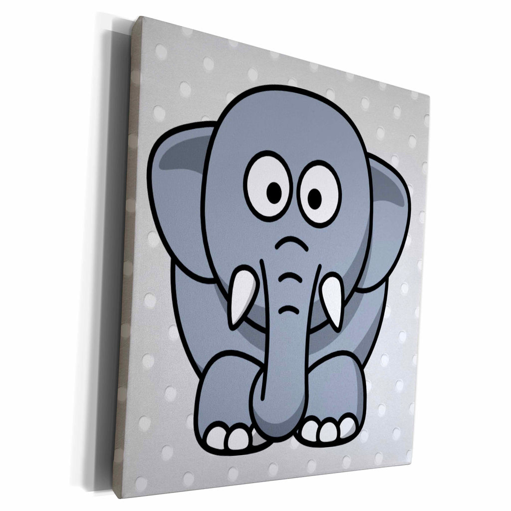3dRose Florene Childrens Art - Cute Gray Elephant - Museum Grade Canvas Wrap (cw_38955)