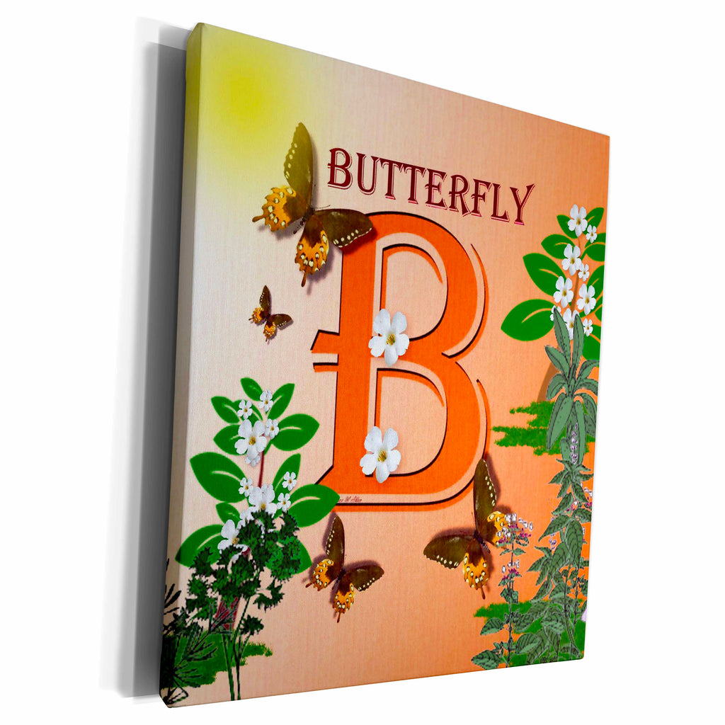 3dRose Decorative Animal Alphabet Art for children - B is for... - Museum Grade Canvas Wrap (cw_52979)